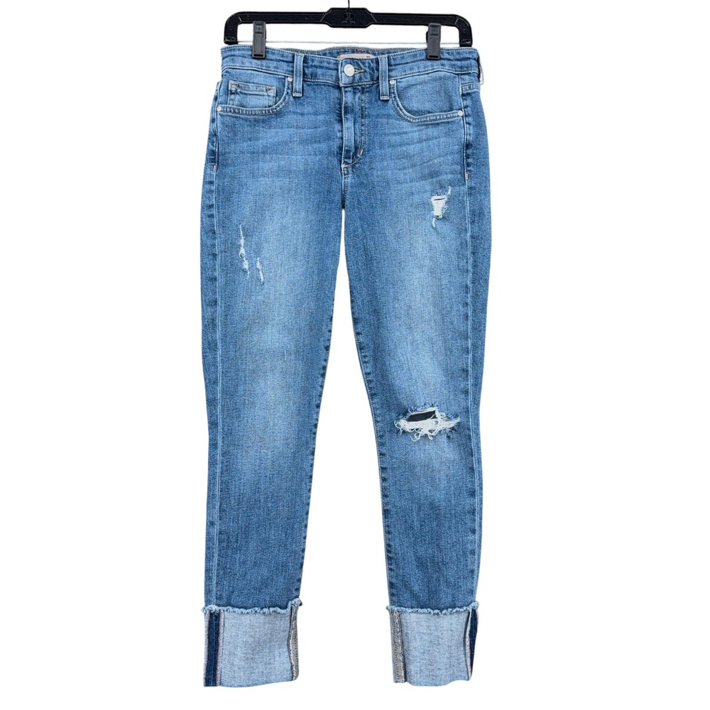 Joe's Jeans Cuff Crop Women 28 Cotton Spandex Blue Distressed Denim
